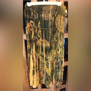 NWT! One World Live & Let Live tangerine (yellowish/orange) multi print skirt L